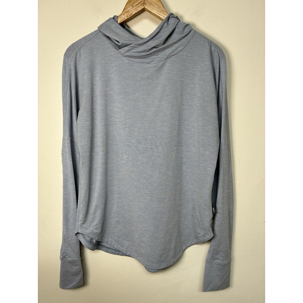 REI Co-Op Sahara Shade Hoodie Women M Heather Sky Blue Sun Protection Thumbholes